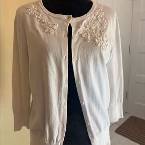 Anne Klein Sport Cream Floral Cardigan